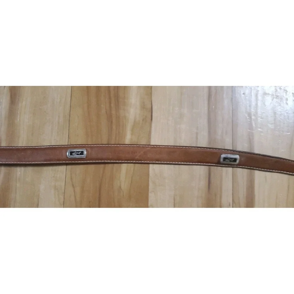 Vintage Greg Noman Brown Leather BELT Golf Shark Logo Conchos Men Size 40‎